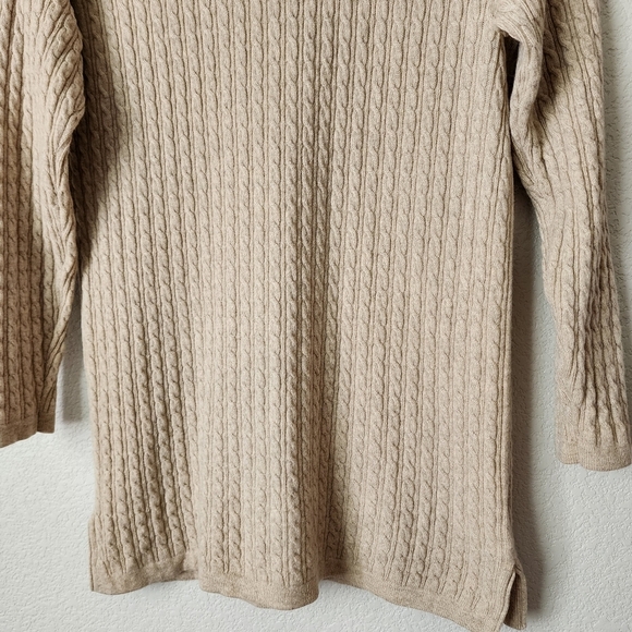 LOCHMERE cable knit cashmere turtleneck sweater in‎ oat size M - Picture 3 of 11